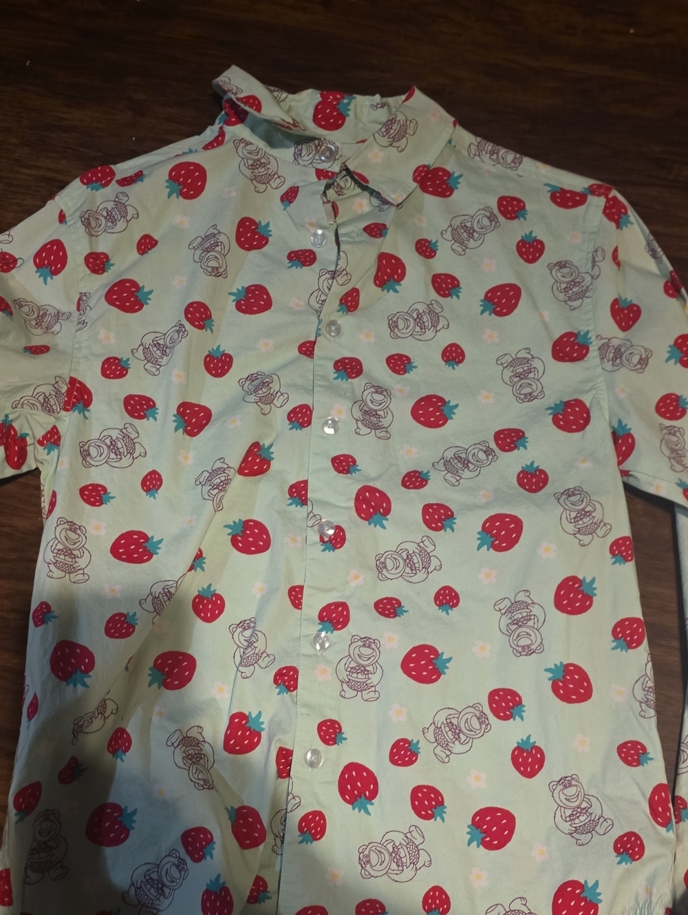 Unisex Light Green Long-Sleeve Button-Up Shirt disney Latso